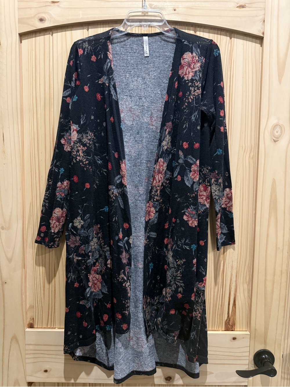 Floral Open-Front Long Cardigan - Black Multi